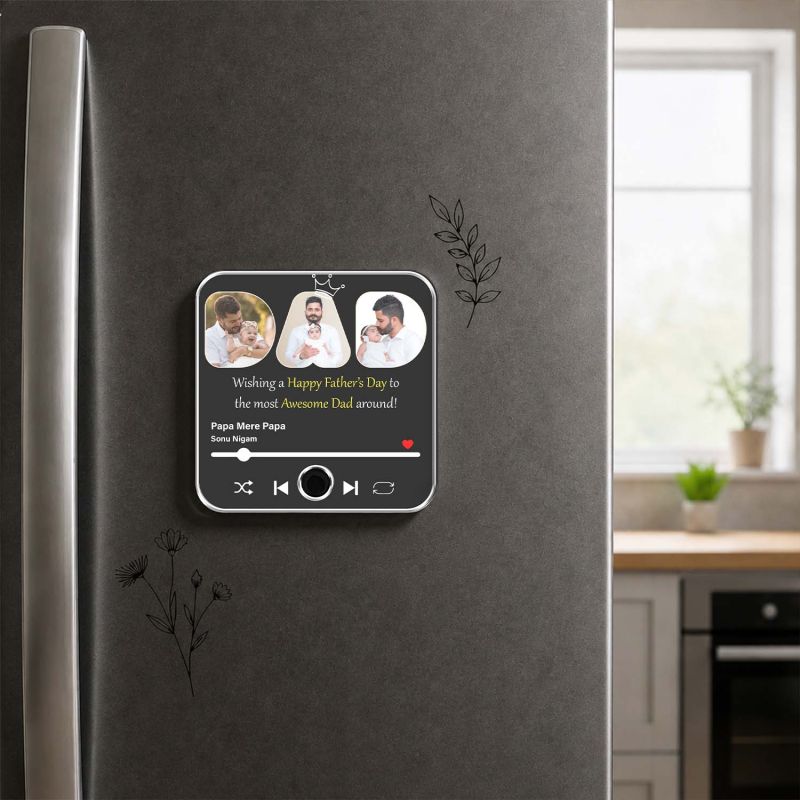 Customized Day Musical Fridge Magnet Photo Frame | Custom with Song & Photo Unique Fathers Day & Birthday, Papa, and Grandpaa Home Decor Magnet